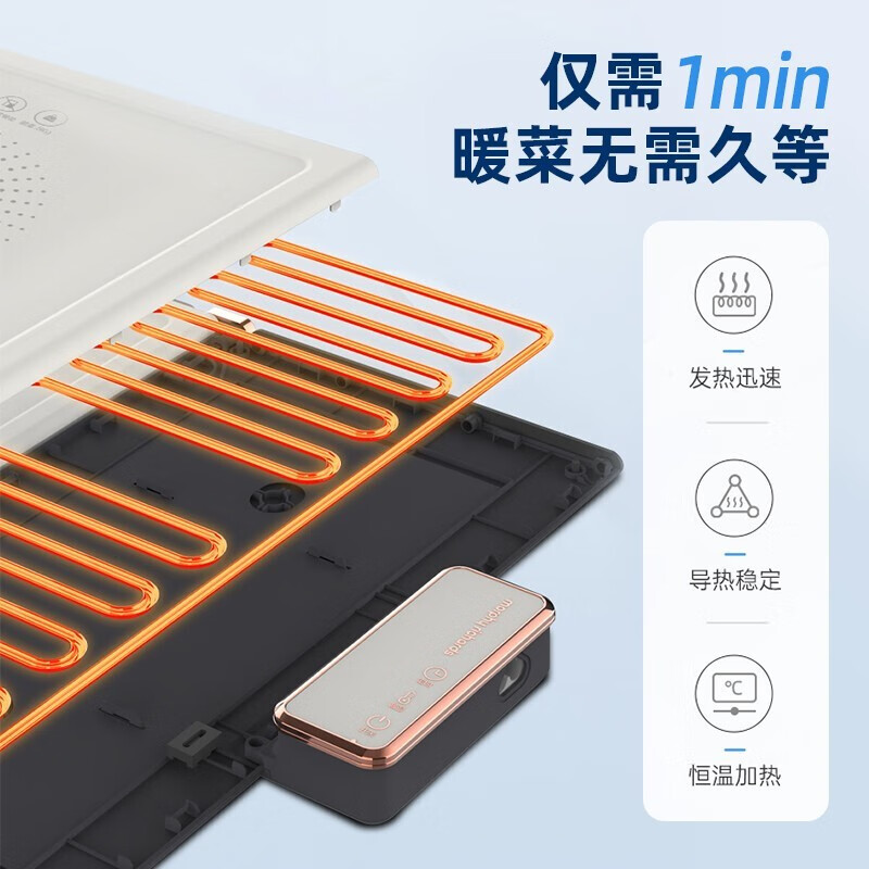 摩飞电器（Morphyrichards）折叠暖菜板热菜板多功能家用方形餐桌饭菜保温板加热暖菜板垫 MR8300