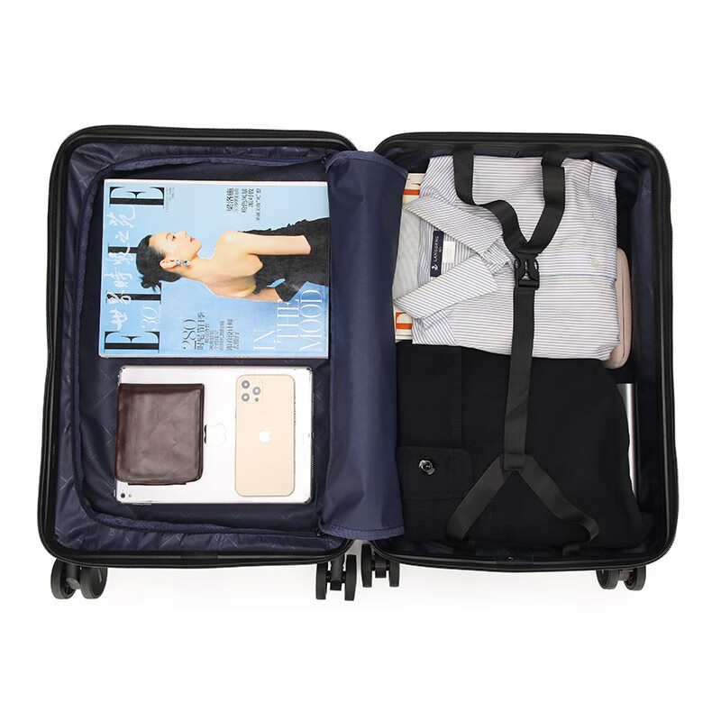 恒源祥（HYX）竖纹拉链箱拉杆箱行李箱旅行箱20女男学生结实耐用密码箱子24英寸 黑色 20寸