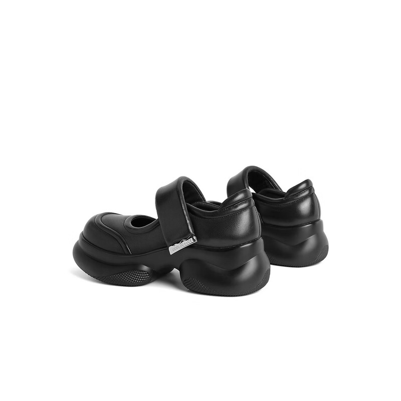 百丽丑萌面包玛丽珍鞋女23秋季新款多巴胺大头鞋B1542CQ3 黑色 38