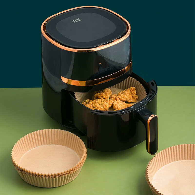 茶花（CHAHUA）空气炸锅纸垫硅油纸锅子锡纸烤箱专用纸食物食品级家用烘焙纸 【共120只】大号3包