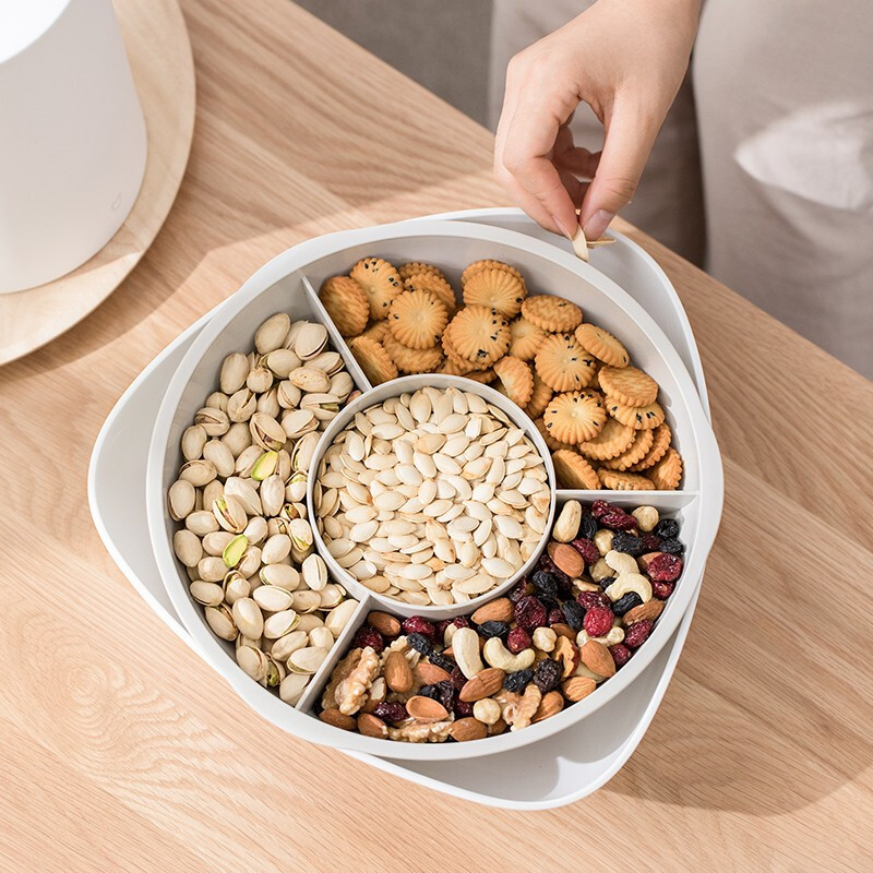 茶花梅勒迪多功能干果盘零食盘透明客厅水果盘 透明棕