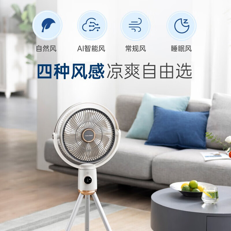 摩飞电器（Morphyrichards）电风扇 家用台式落地扇 7叶变频节能轻柔音风扇 一级能效立式伸缩便携电扇 MR3800 白