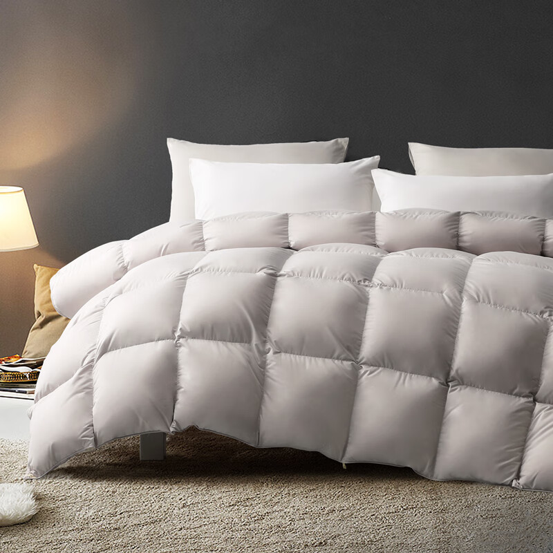 富安娜羽绒被 95白鹅绒被子冬季厚被芯 冬天保暖被褥双人加大盖被 230*229cm 灰