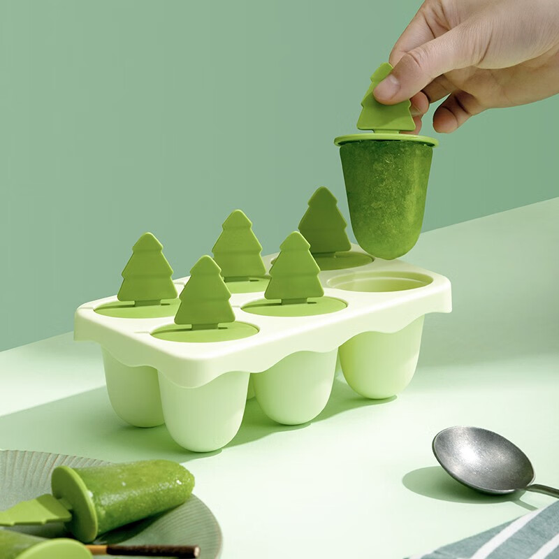 茶花（CHAHUA） 茶花冰淇淋冰棒模冰块盒食品级PP家用冰激凌冰棍冰格自制模具冷冻 【绿色*1个装】乐森趣味冰棒模