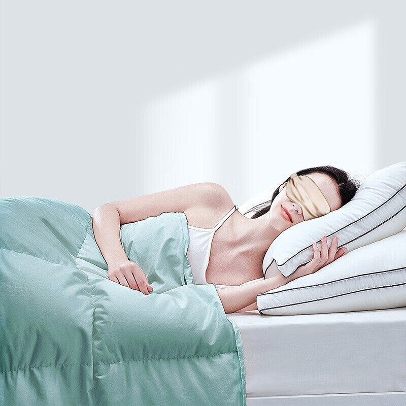 富安娜家纺超柔羽绒被子 白鹅绒被芯冬天厚被褥盖被单双人被【线下同款】1.5米/1.8米床（203*229cm)绿