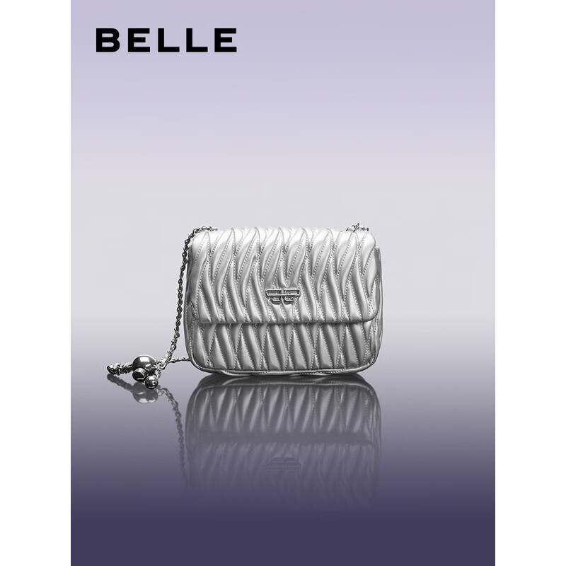 百丽秋季新商场同款褶皱银色高级礼盒款小方包X6895CX3 银色 F