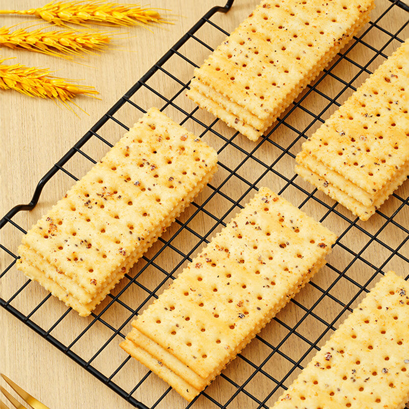 满格华夫黑松露火腿苏打饼干三色藜麦奇亚籽风味薄脆饼整盒300g休闲零食 黑松露苏打饼干300g*1盒