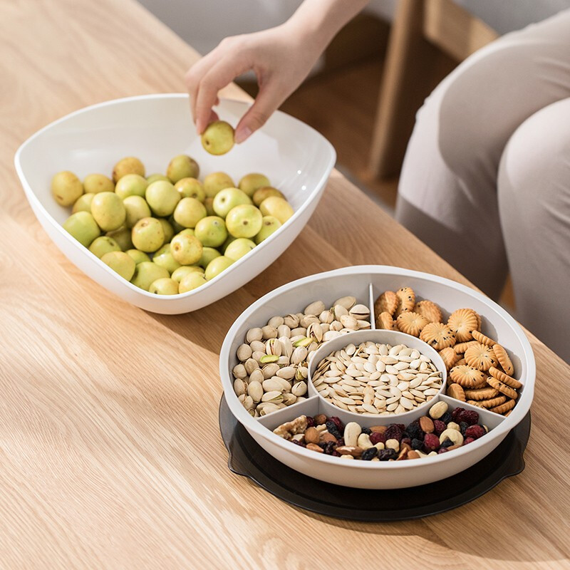 茶花梅勒迪多功能干果盘零食盘透明客厅水果盘 透明棕