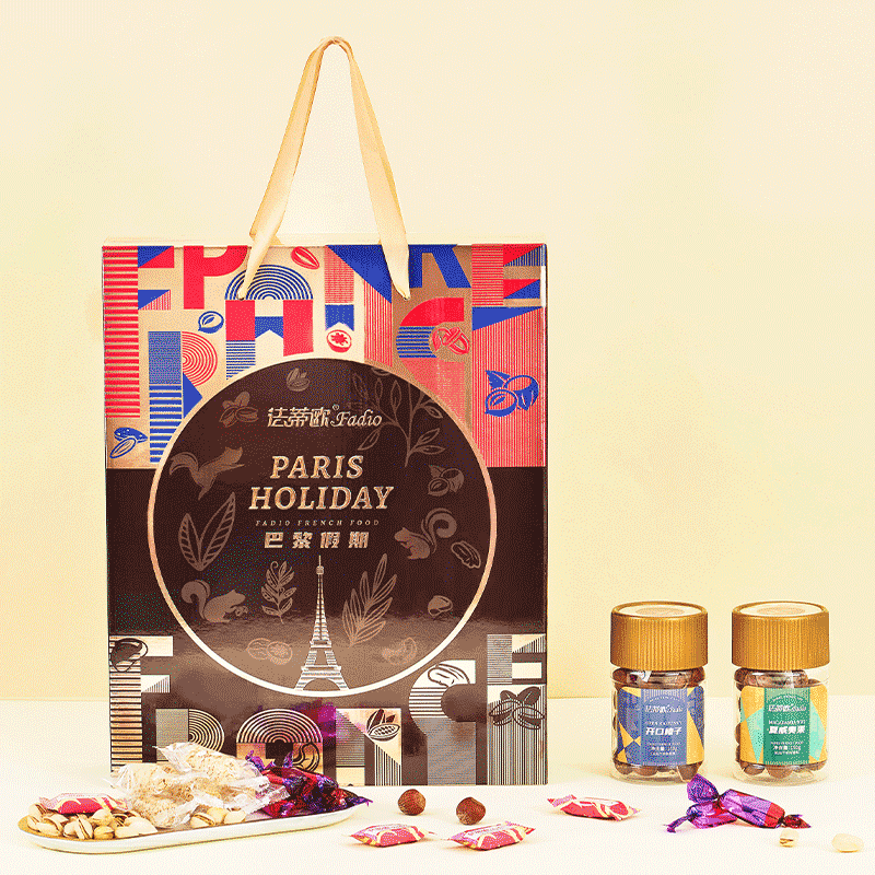 法蒂欧 糕点巧克力坚果组合礼盒 送女友年货休闲零食大礼包 团购送福利 巴黎假期 780g/6罐装