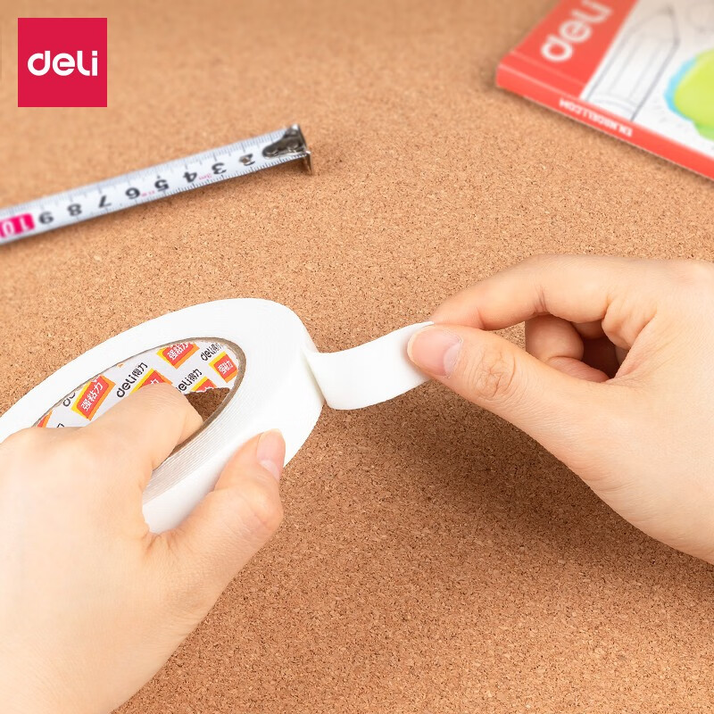 得力（deli）强力高粘度EVA泡棉双面胶带海绵胶带泡沫胶带 单卷装 双面泡棉胶-18mm*5y*1.5mm
