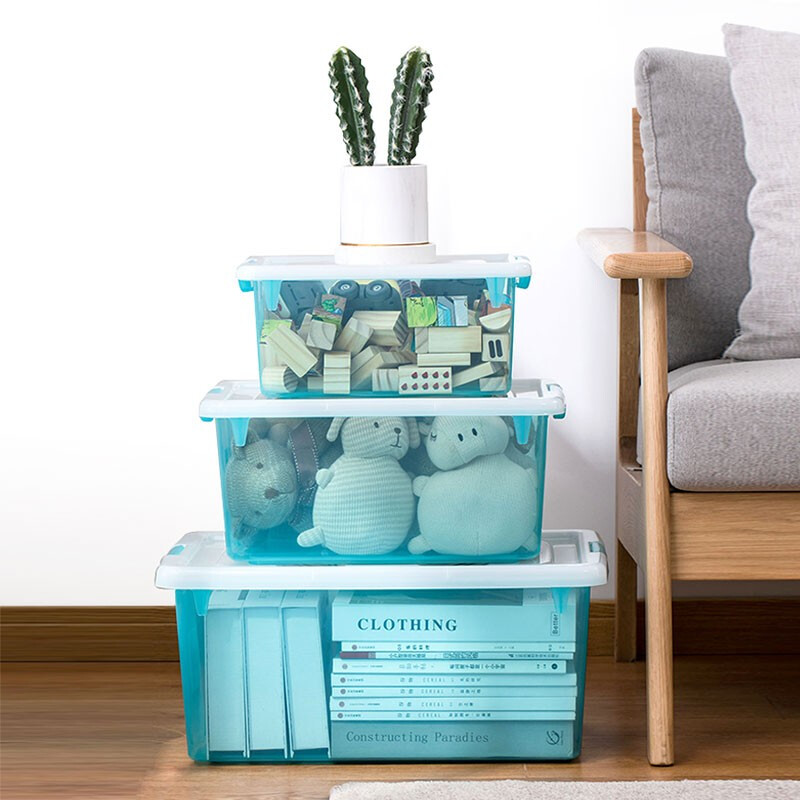 茶花（CHAHUA）茶花加厚收纳箱多容量透明整理箱衣服收纳盒玩具储物箱换季整理 【15.5L中号】2个装 秋叶黄