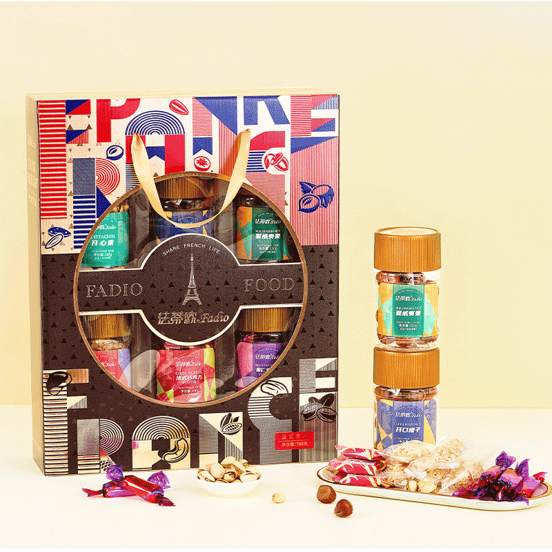 法蒂欧 糕点巧克力坚果组合礼盒 送女友年货休闲零食大礼包 团购送福利 巴黎假期 780g/6罐装