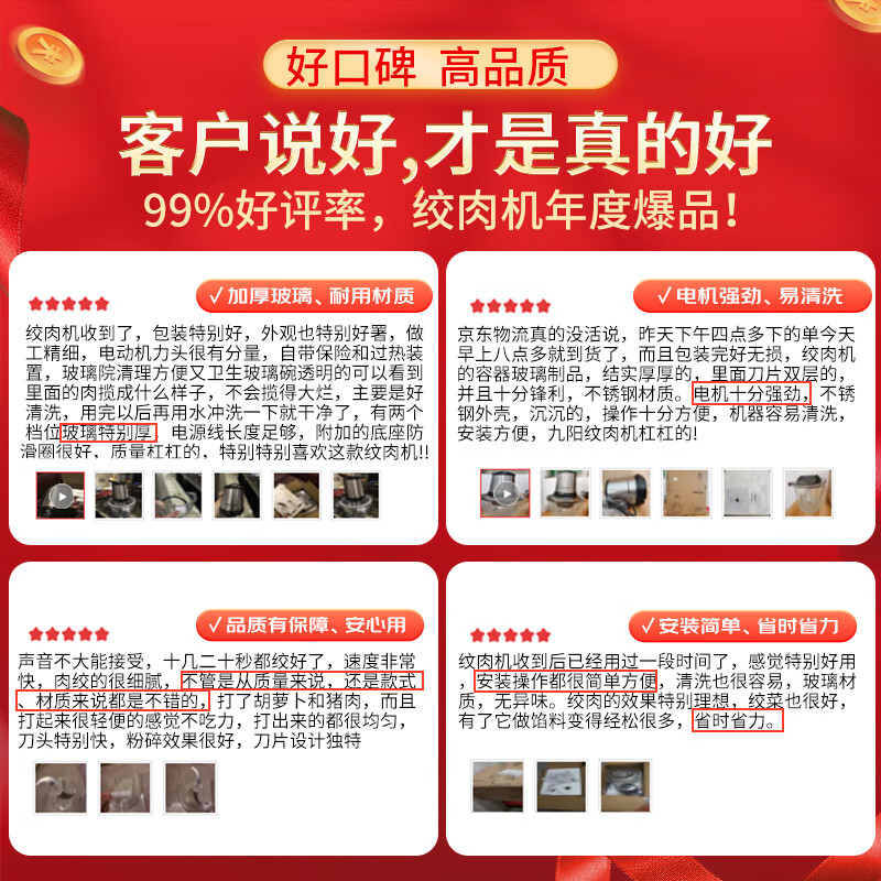 九阳（Joyoung）绞肉机家用 绞馅机 碎肉机 电动多功能料理搅拌打肉饺子肉馅蒜蓉机 2L搅肉机S2-A808