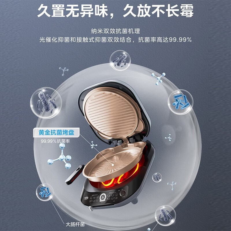 美的（Midea）电饼铛可拆洗家用煎烤机双面加热加深大火力烙饼煎饼三明治早餐机蒸汽 JKE3036