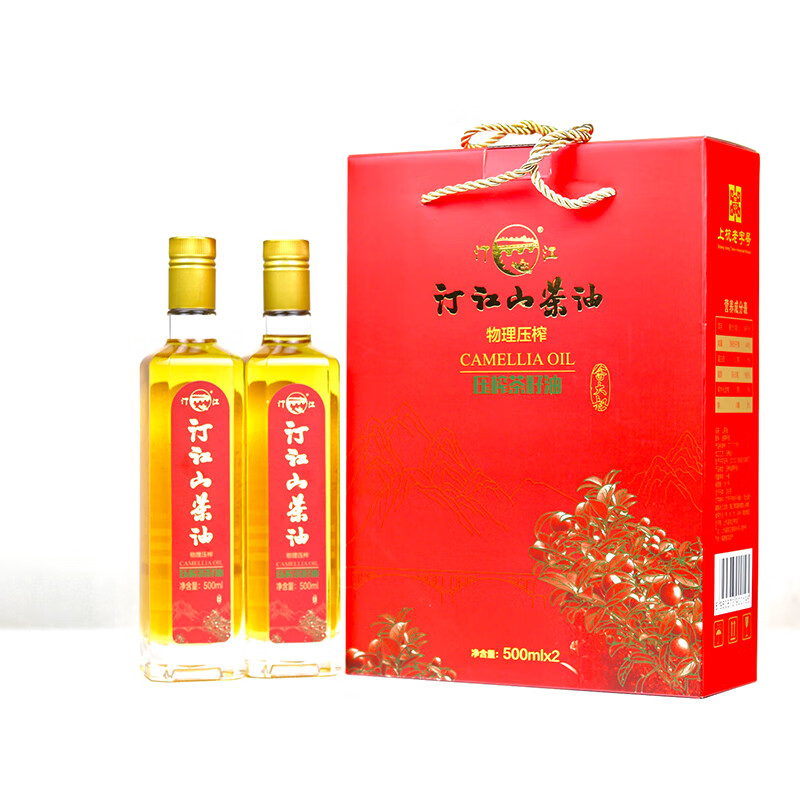 汀江山茶油500ml老字号压榨一级茶油婴幼儿用油压榨茶油送礼节日 山茶油1000ml双瓶装