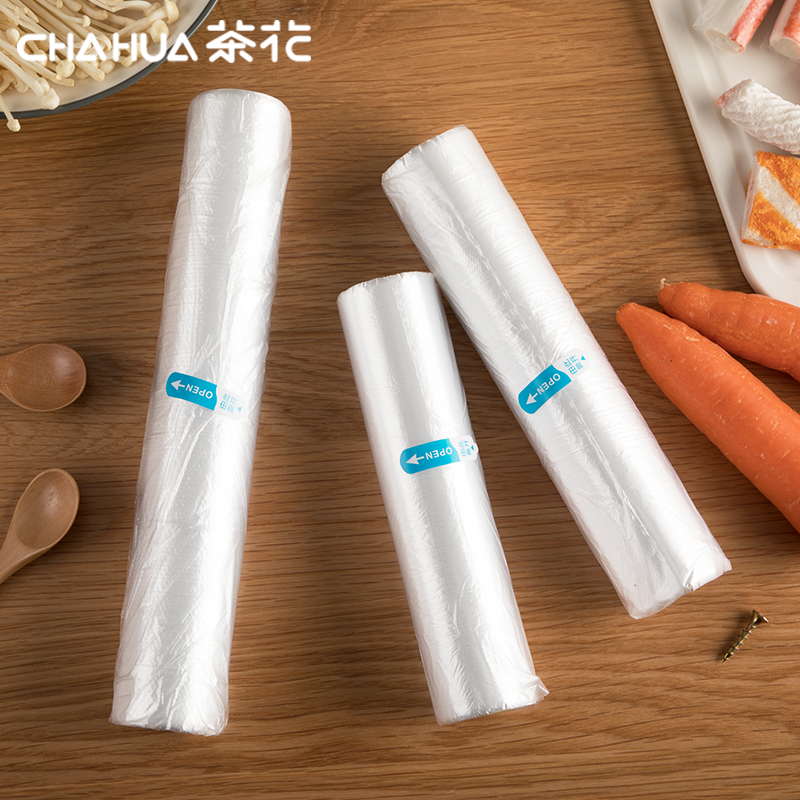 茶花保鲜袋断点式家用经济装食品袋加厚连卷密封袋冰箱冷冻袋微波 【450只】优易撕*保鲜袋L（25*35cm）