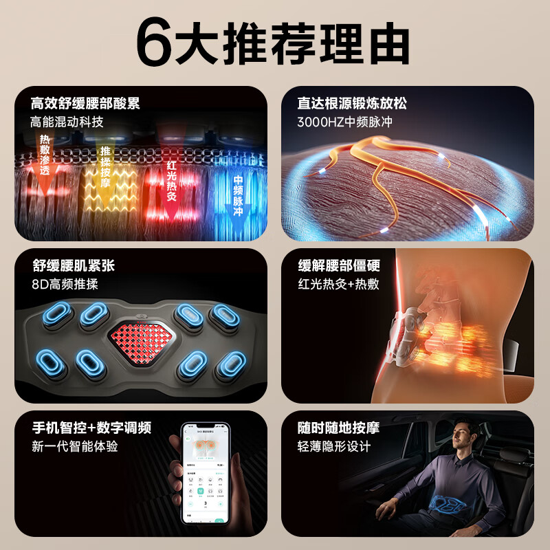 skg腰部按摩仪 G7豪华款【TOP榜+礼盒款】金腰带暖腹护腰椎暖宫脉冲按摩器 520情人节礼物送男女友