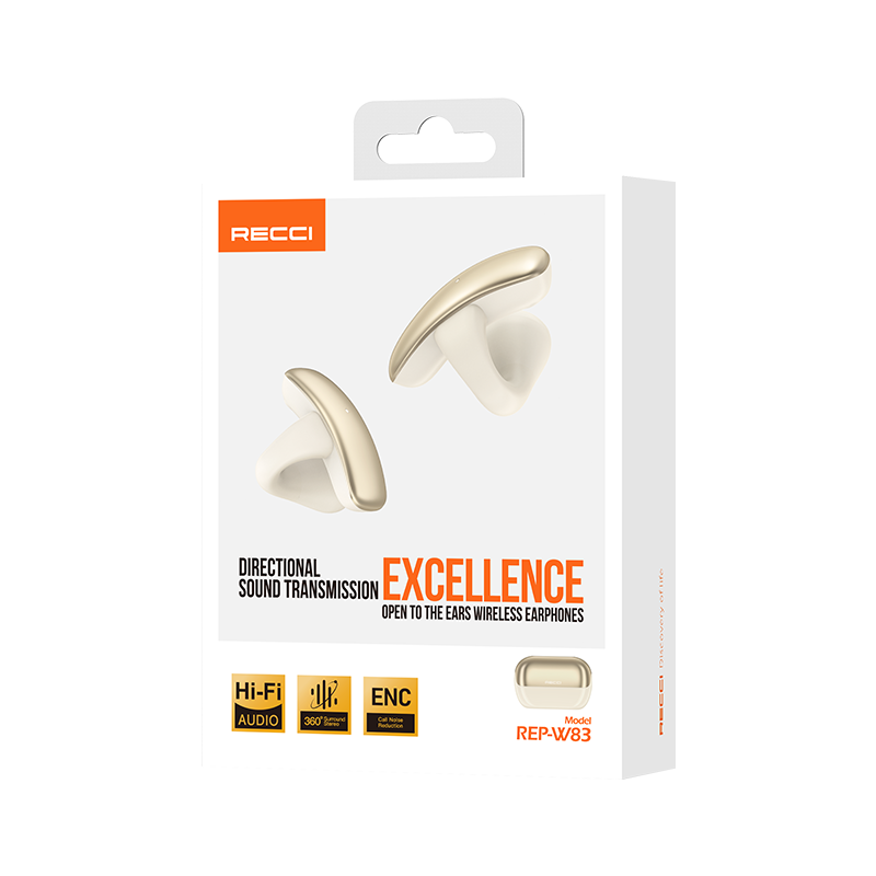 RECCI锐思REP-W83无线耳机人体工学夹耳设计无感佩戴舒适贴耳久带不痛耳蓝牙耳机 云岩白