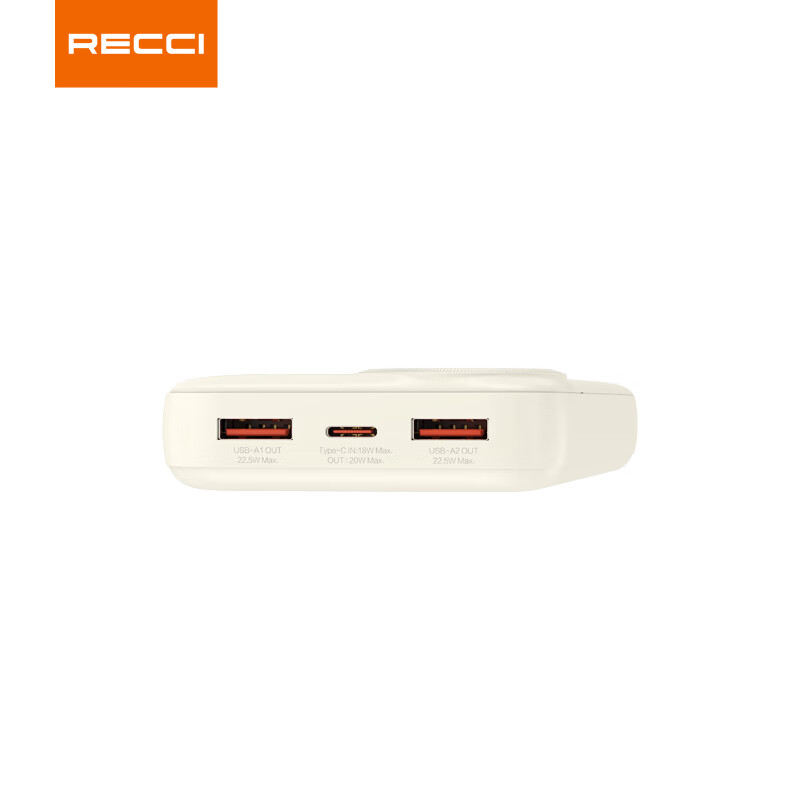 RECCI锐思RPB-P48移动电源大容量两万毫安PD快充20W带数显 支持苹果华为VIVO荣耀10000mAh充电宝 白色 20000 mAh