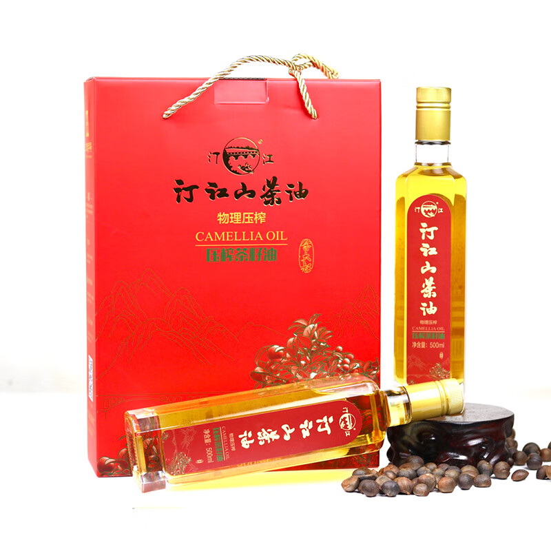 汀江山茶油500ml老字号压榨一级茶油婴幼儿用油压榨茶油送礼节日 山茶油1000ml双瓶装