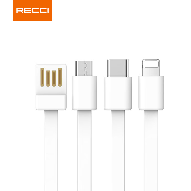 RECCI锐思 RP01移动电源自带线Lightning+Type- USB口充电宝 白色 10000毫安