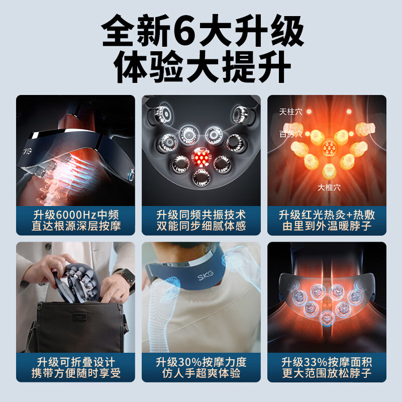 skg颈椎按摩器 G7二代豪华商务蓝【TOP榜+礼盒款】折叠肩颈护颈部脖子按摩仪 送男女友520情人节礼物