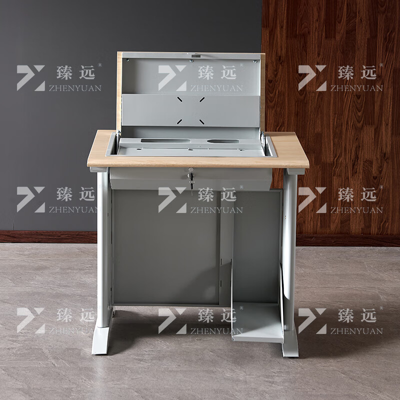 臻远ZY4012419隐藏式翻转电脑桌培训桌办公桌C款单人位