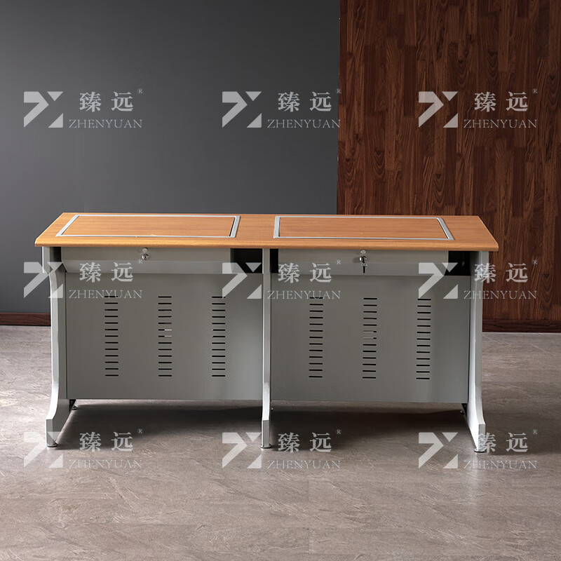 臻远ZY4012417隐藏式翻转电脑桌培训桌办公桌B款双人位