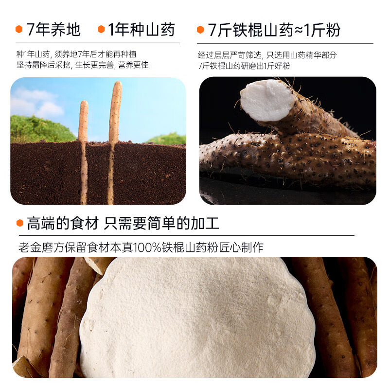 老金磨方铁棍山药粉480g罐装河南焦作铁棍山药早餐代餐粉老人即食粉 罐装480g