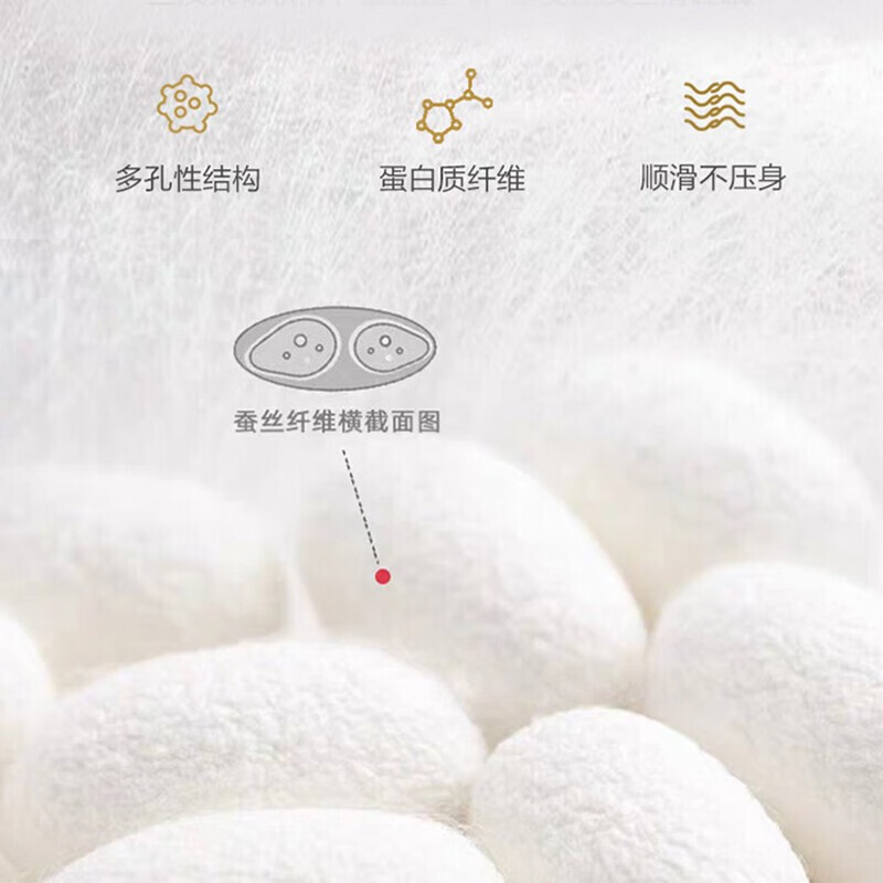 富安娜家纺 枕头芯颈椎枕蚕丝枕芯 成人枕头高档软枕 一个装 70*45cm