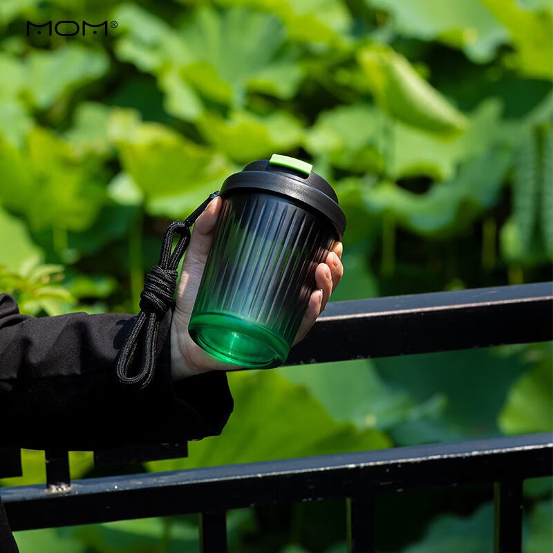 山重山咖啡杯女学生玻璃水杯车载夏季高颜值水杯便携式设计感直饮杯6121 甜酷黑粉420ml 0只