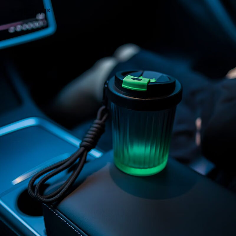 山重山咖啡杯女学生玻璃水杯车载夏季高颜值水杯便携式设计感直饮杯6121 甜酷黑粉420ml 0只