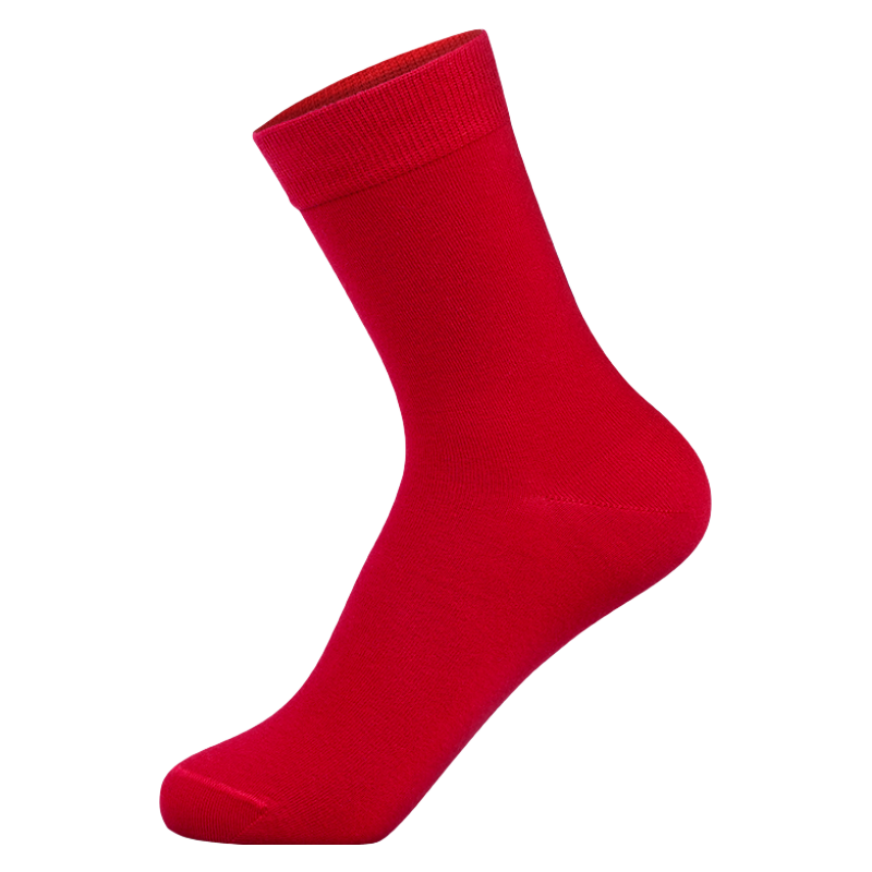 驼人康君红袜男女红色喜庆抑菌袜婚礼大红消臭袜祛味吉祥4双装喜袜 男款4双