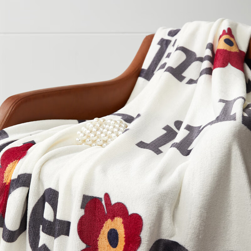 洁丽雅多功能披肩毯法兰绒毯办公室午休毯 花趣 100*140cm 280g