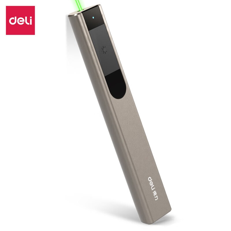 得力（deli） 金属激光笔 绿光大功率户外激光灯 强光远射 沙盘售楼指示笔 type-c充电接口 2811银灰