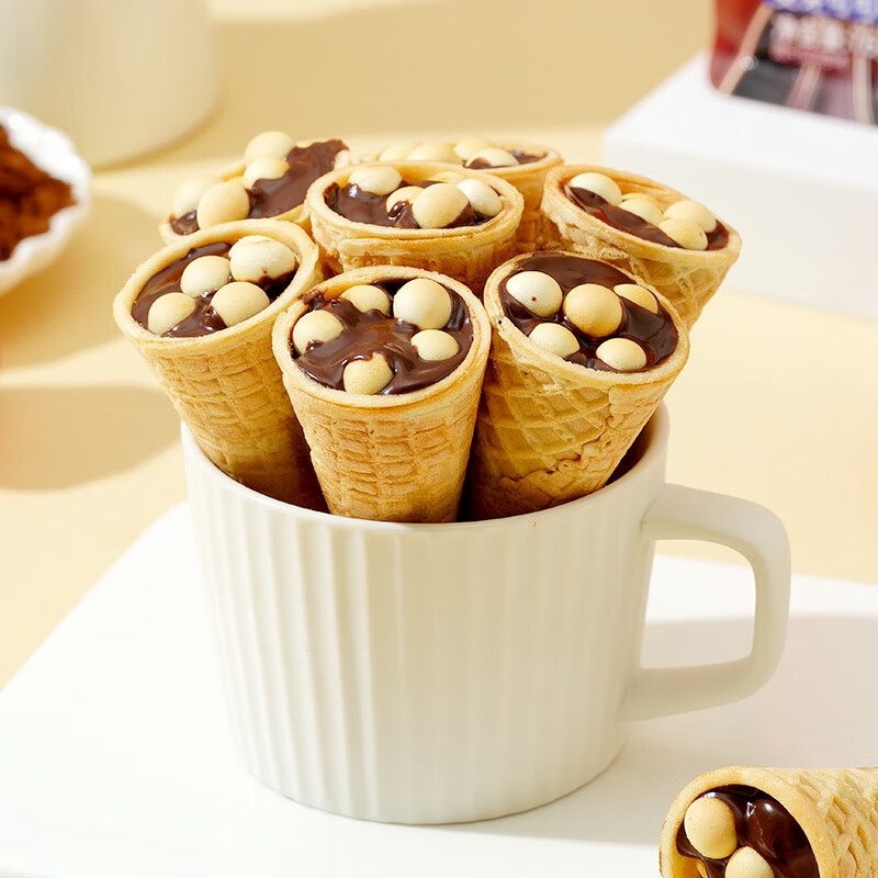 阿华田（Ovaltine）满格华夫阿华田可可酷脆筒麦芽可可味夹心饼干零食下午茶点心袋装 【4袋】阿华田可可酷脆筒76g*4(