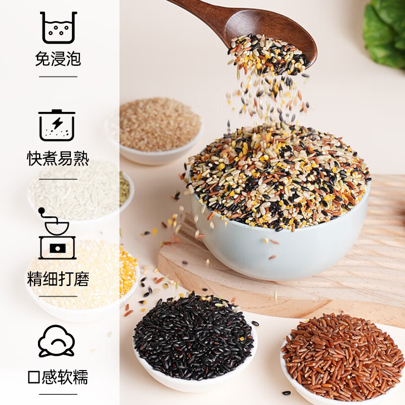 燕之坊 免浸泡五色糙米七色杂粮米粗粮黑米红米绿糙米玉米糁紫米荞麦仁 免浸泡5色糙米1kg