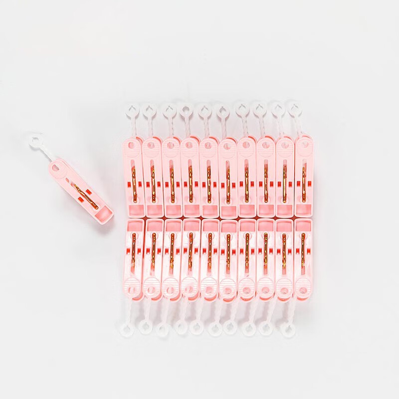 茶花晾袜子衣架多夹子圆盘家用内衣宝宝晒衣挂晾衣夹 （椭圆形）樱花粉