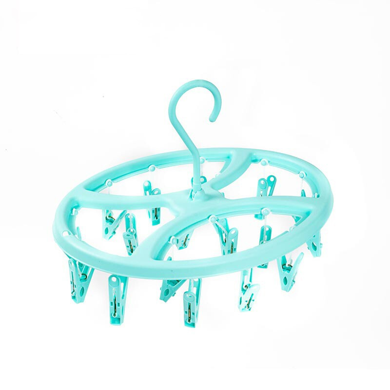 茶花晾袜子衣架多夹子圆盘家用内衣宝宝晒衣挂晾衣夹 （椭圆形）樱花粉