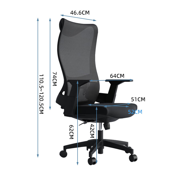 臻远ZY-6612办公椅转椅电脑椅职员椅会议椅子家用网面椅靠背椅 黑胶
