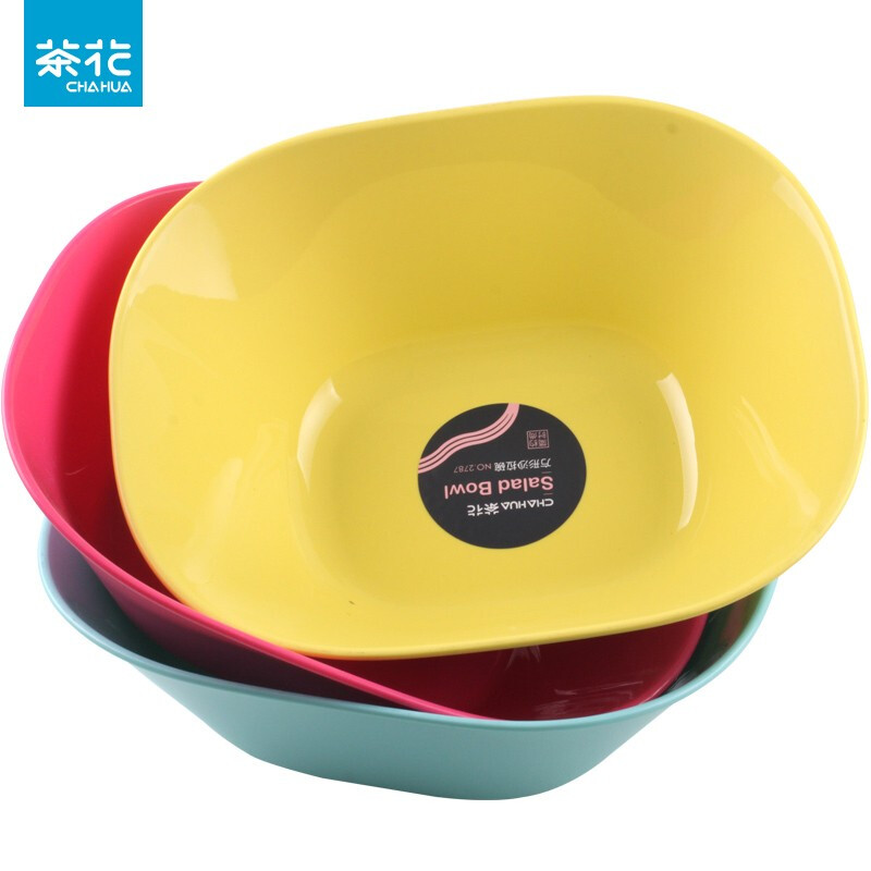 茶花（CHAHUA） 茶花水果盘果盆客厅沙拉水果盆塑料创意时尚沙拉碗 2789椭圆绿色1个