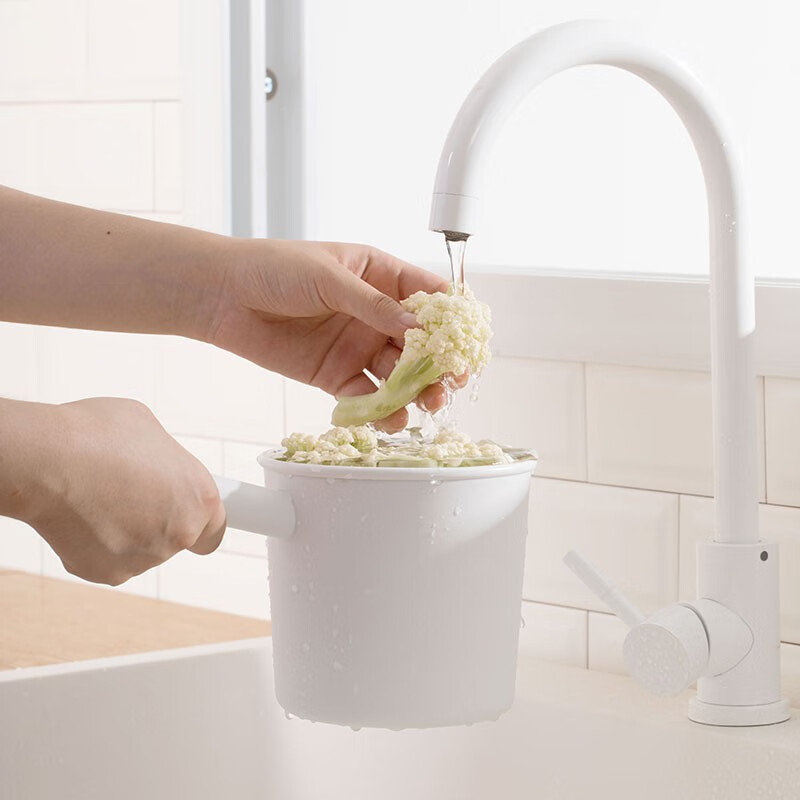 茶花朴简日式单手桶 家用厨房水瓢 浇花长柄水勺沐浴塑料手桶 贝利单手勺