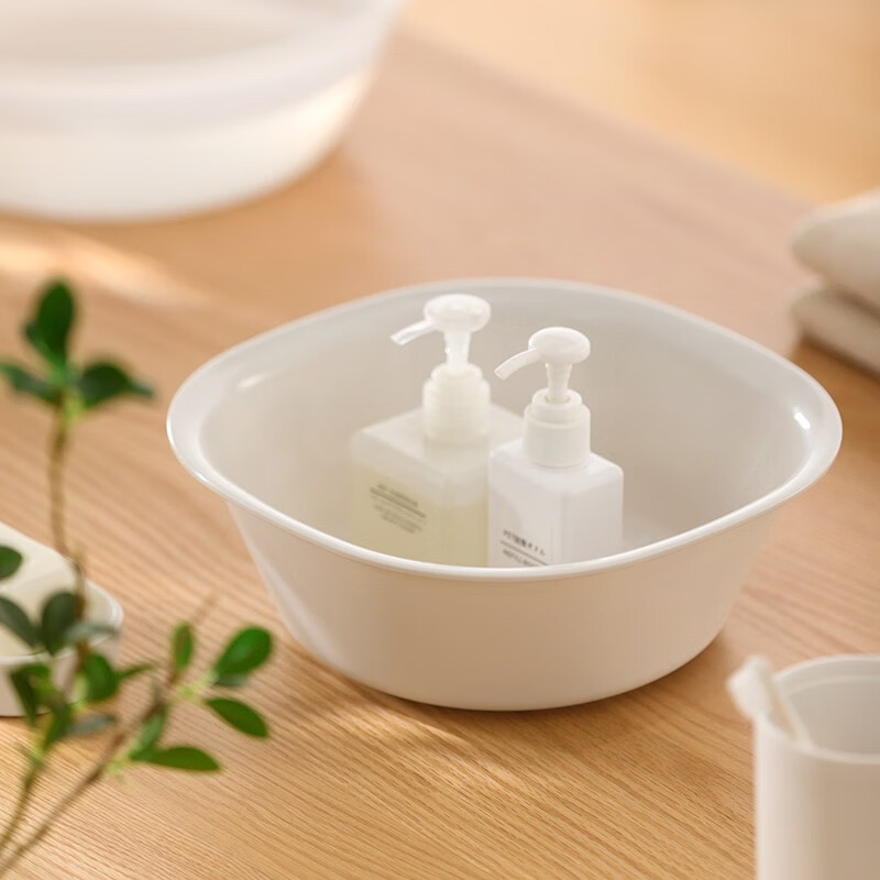 茶花银离子抗菌加厚脸盆塑料脚盆洗PP新生婴儿童大小脸盆洗菜盆 【两个装】方盆S+L