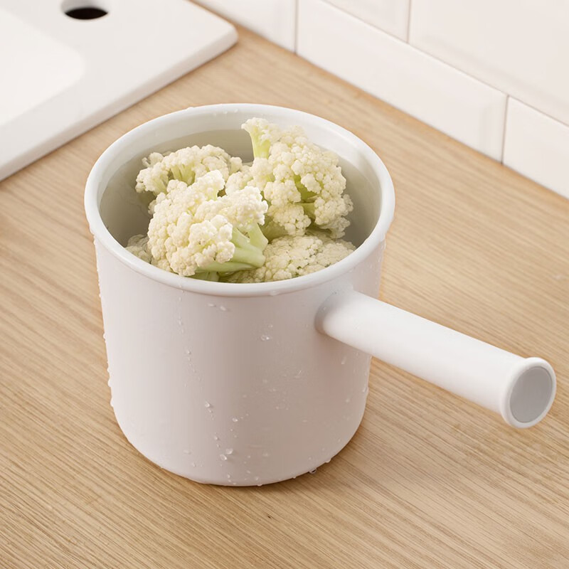 茶花朴简日式单手桶 家用厨房水瓢 浇花长柄水勺沐浴塑料手桶 贝利单手勺