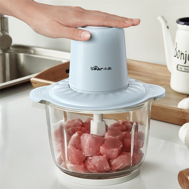 小熊（Bear）2升绞肉机 家用电动玻璃多能料理机绞馅机碎肉打肉机切菜搅拌机QSJ-C03B1[蓝色]