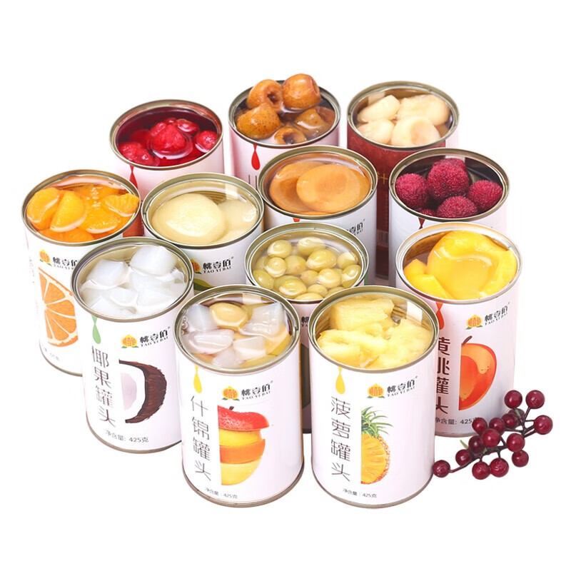 PLUS会员：沂蒙咯嘣脆 新鲜水果罐头 草莓2+黄桃2+杨梅2 425g/单罐