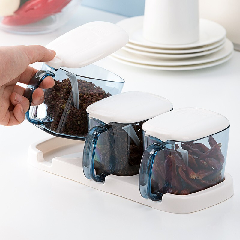 茶花（CHAHUA） 茶花 调味罐调料盒调味瓶三件套装厨房用品创意欧式调味盒盐罐 颜色随机300ml*3