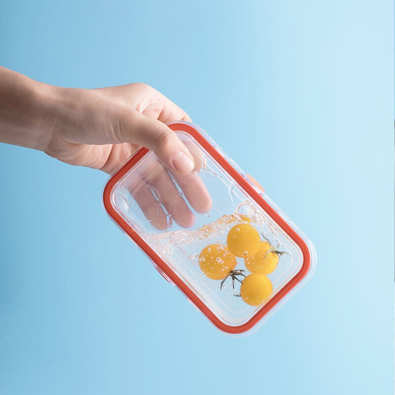 茶花冰箱收纳盒水果保鲜盒专用厨房塑料长方形冷冻食品密封盒 【560ML】绿色