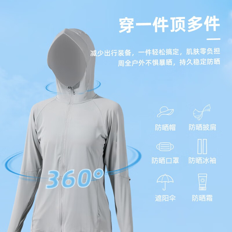 驼人康君防晒衣开衫女2023新款冰感夏季冰丝女外套防晒服 藤萝紫 M