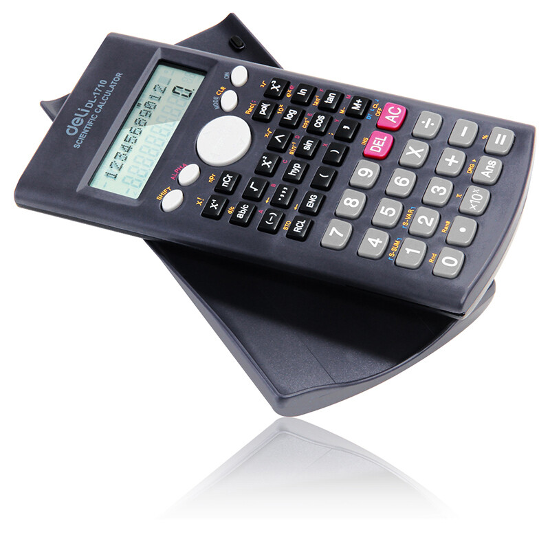 【开学必备】得力(deli)大屏幕双行显示滑动保护盖设计函数型计算器 科学计算机 深蓝 1710